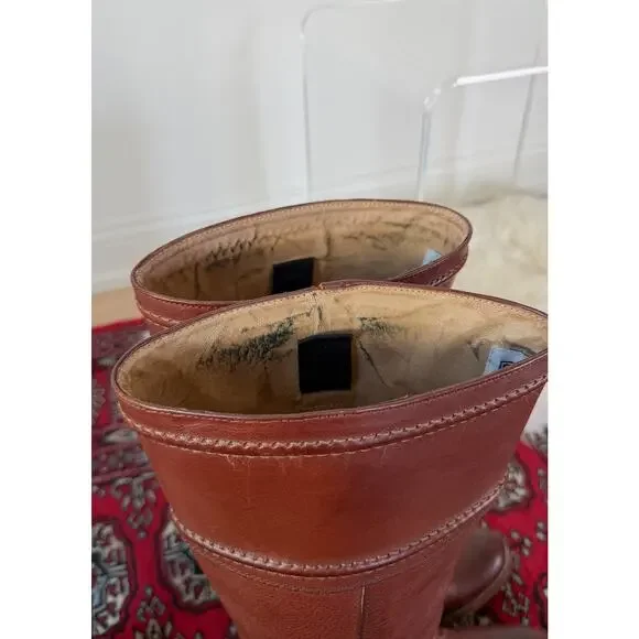 FRYE Jane Stitch Dark Brown Redwood Leather Riding Boots 77230 (8.5) - Picture 11 of 12